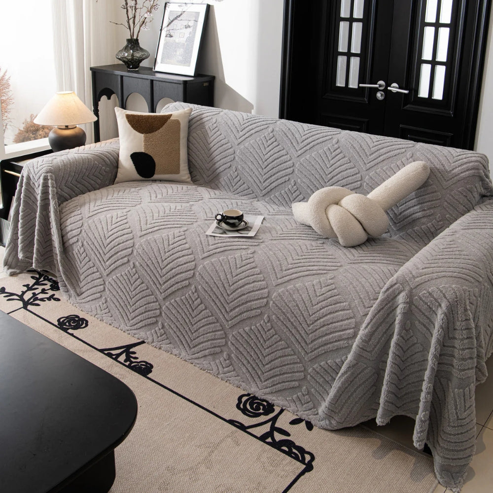 Sofa Cover Herringbone Leaf Design Fleece Non-Slip | Cozy Home 6