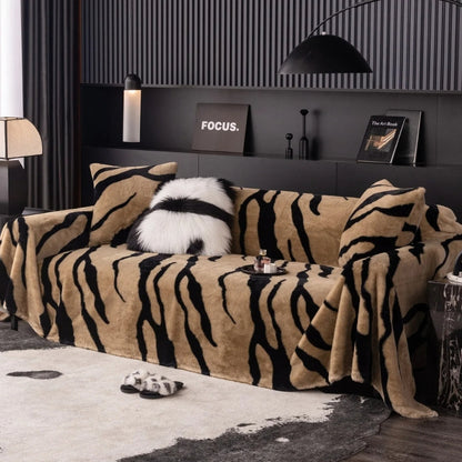 Sofa Cover Zebra Print Fleece | Wild Elegance 4