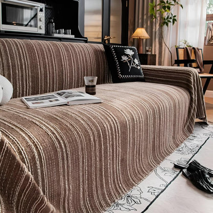 Sofa Cover Striped Chenille Universal Fit | Elegant Home Decor 5