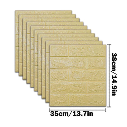 10pcs Waterproof Removable Wall Decals - 3D Foam Brick Wall Stickers Decor for Kitchen, Bedroom, and Living Room 20