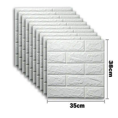 10pcs Waterproof Removable Wall Decals - 3D Foam Brick Wall Stickers Decor for Kitchen, Bedroom, and Living Room 22