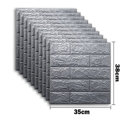 10pcs Waterproof Removable Wall Decals - 3D Foam Brick Wall Stickers Decor for Kitchen, Bedroom, and Living Room 23