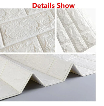 10pcs Waterproof Removable Wall Decals - 3D Foam Brick Wall Stickers Decor for Kitchen, Bedroom, and Living Room 3