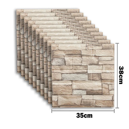 10pcs Waterproof Removable Wall Decals - 3D Foam Brick Wall Stickers Decor for Kitchen, Bedroom, and Living Room 9