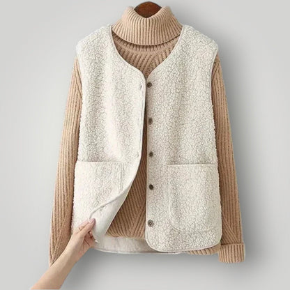 Women Cozy Sherpa Buttoned Vest | Eloise