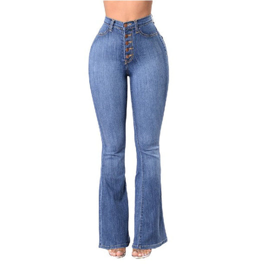 Women Wide Leg Jeans Light Blue Cotton | Bella-1