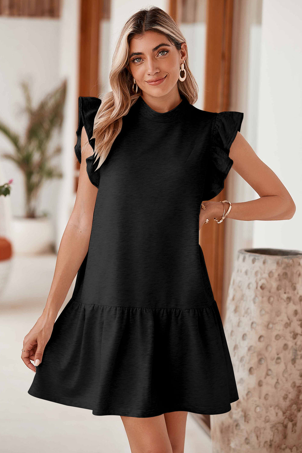 Shift Dress with Round Neck | Caylee