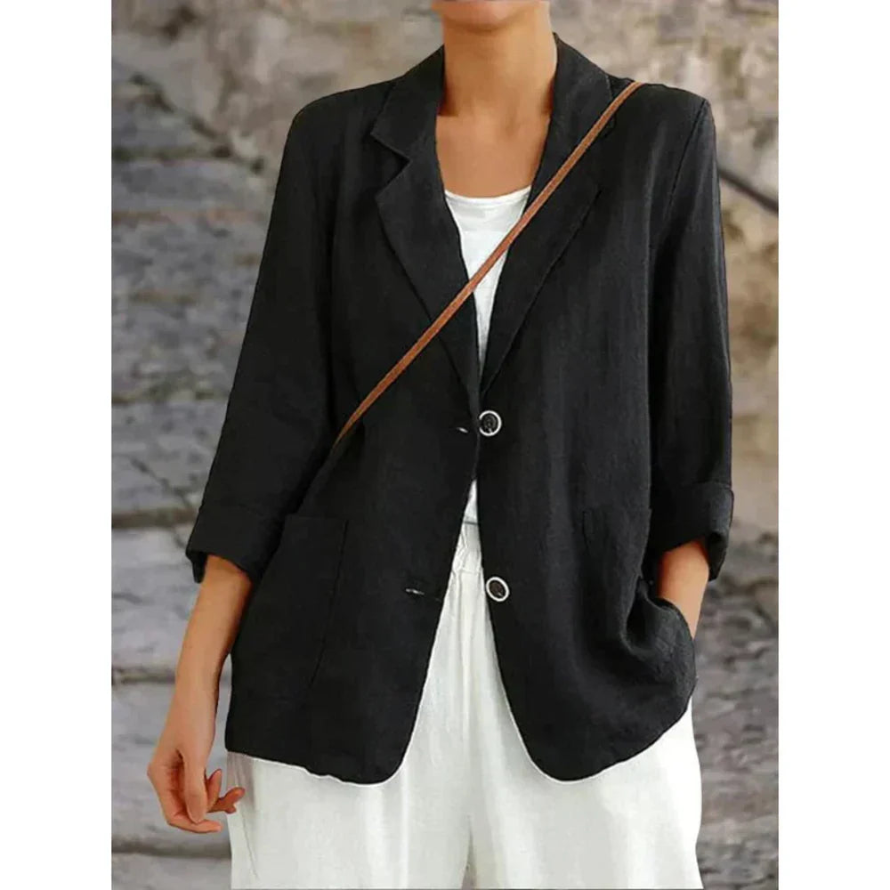 Lightweight Linen Blazer with Rolled Sleeves | Valeria