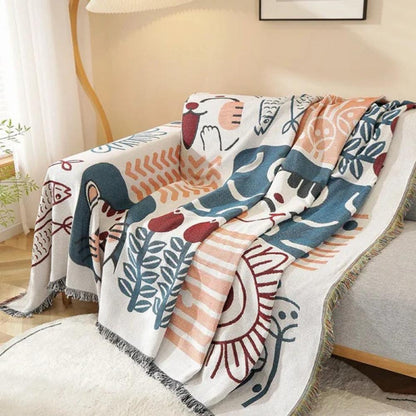 Sofa Cover Beige Cotton Linen | Elegant Tassel Design 3