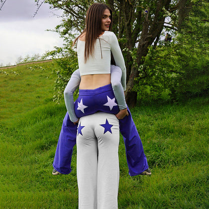 Women Casual Pants Dark Blue Polyester | Starry Night-3