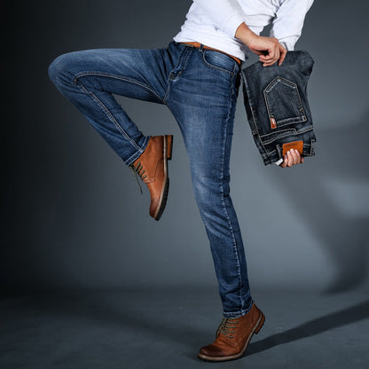 Men's Slim Fit Stretch Jeans Dark Wash Denim | Owen-5