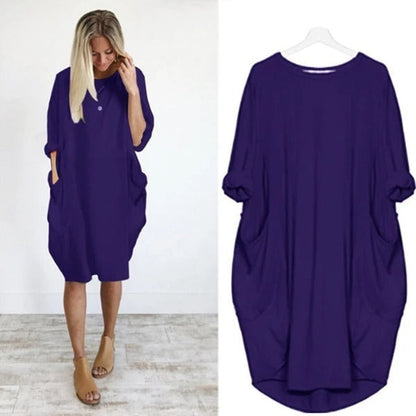 Women Relaxed Pocket Midi Dress | Zoe