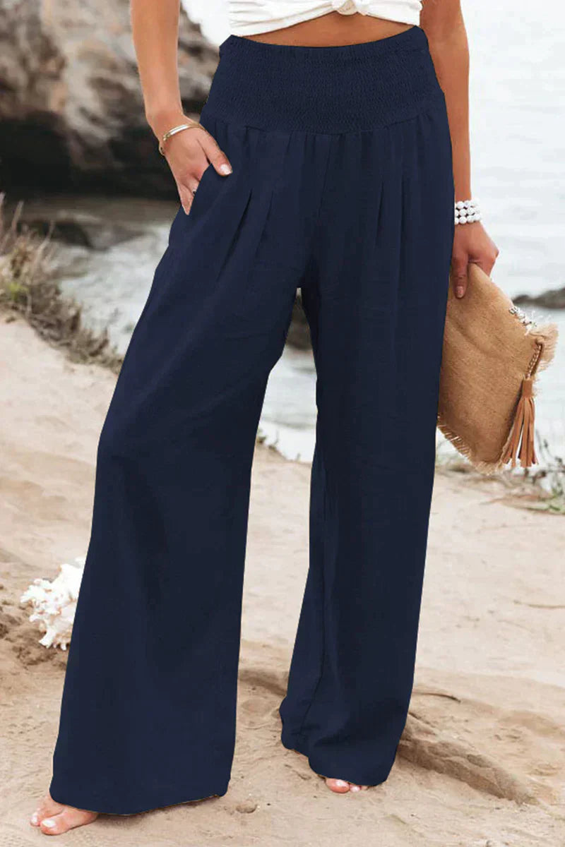 Women Wide Leg Pants Black Soft Fabric | Grethe-2