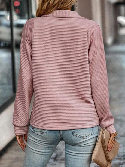 Women Ribbed Quarter-Zip Pullover | Esme