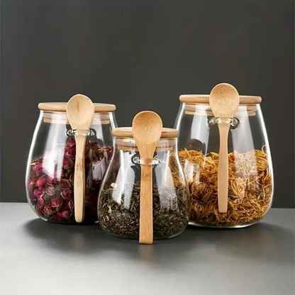 Glass Storage Jar with Bamboo Lid | Kitchen Canister for Spices and Snacks 5