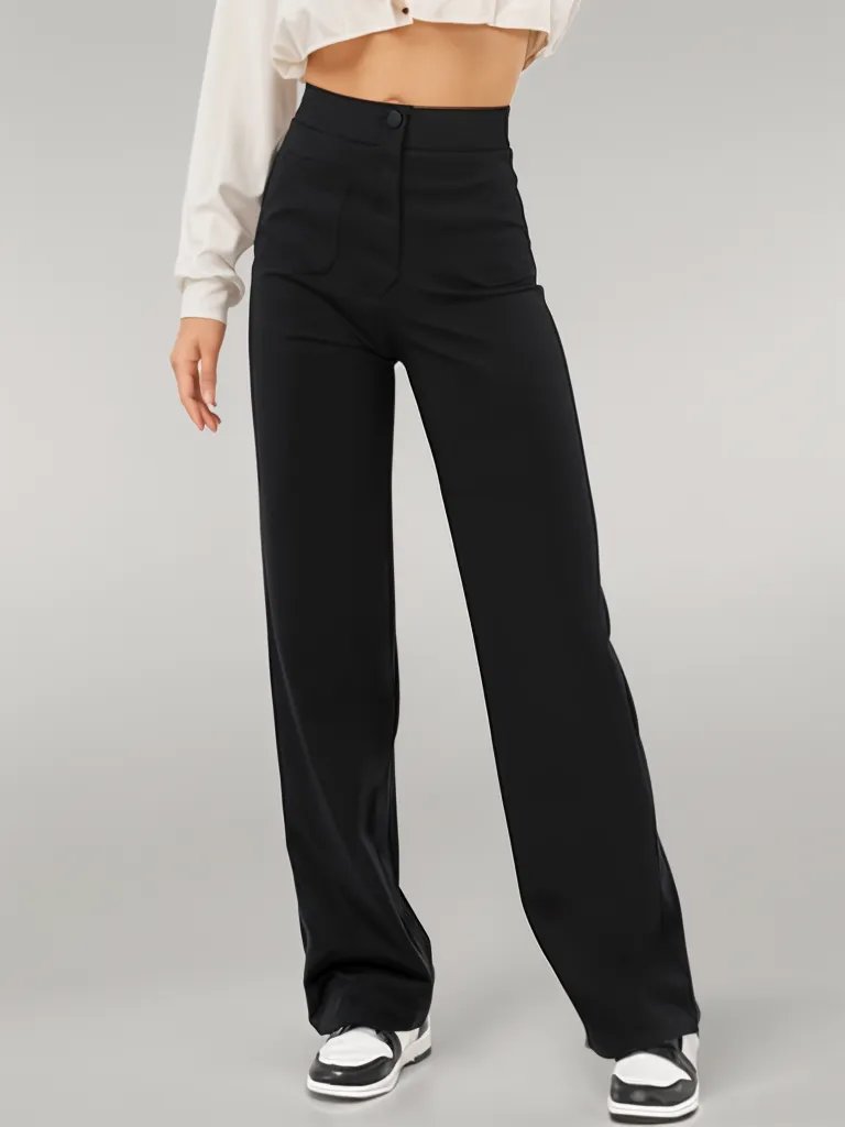 High-Waisted Button Detail Pants | Daria