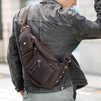 Men Vintage Leather Sling Bag | Milan