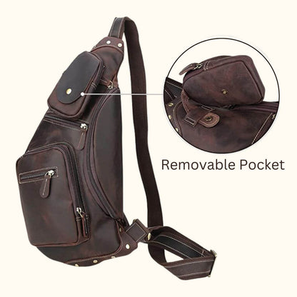 Men Vintage Leather Sling Bag | Milan