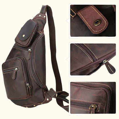 Men Vintage Leather Sling Bag | Milan