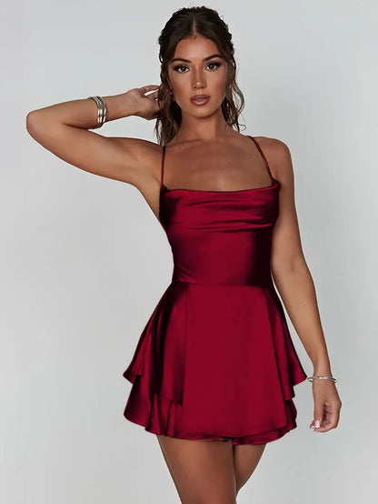 Ralayna | Backless Spaghetti Strap Tiered Dress