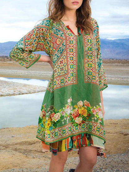 Variant image for Women Mini Dress Multi Boho Print | Coralie-11