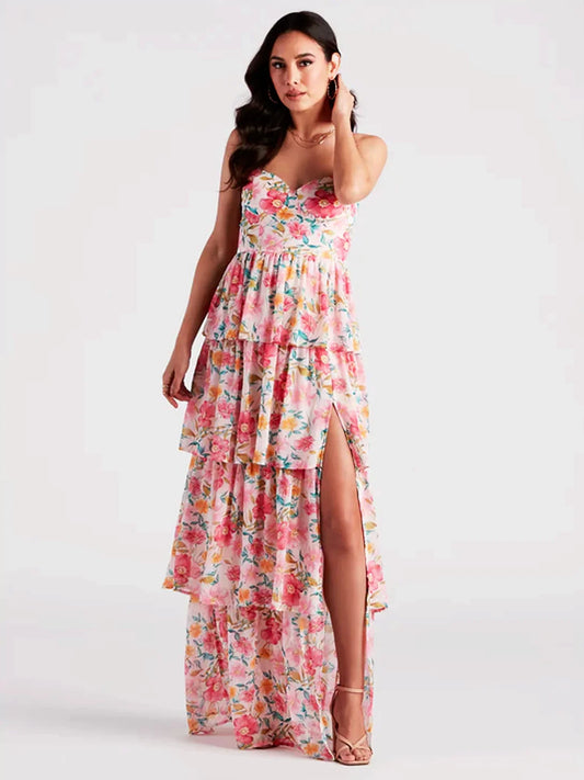 Women Maxi Dress Floral Print Polyester | Eleana-1