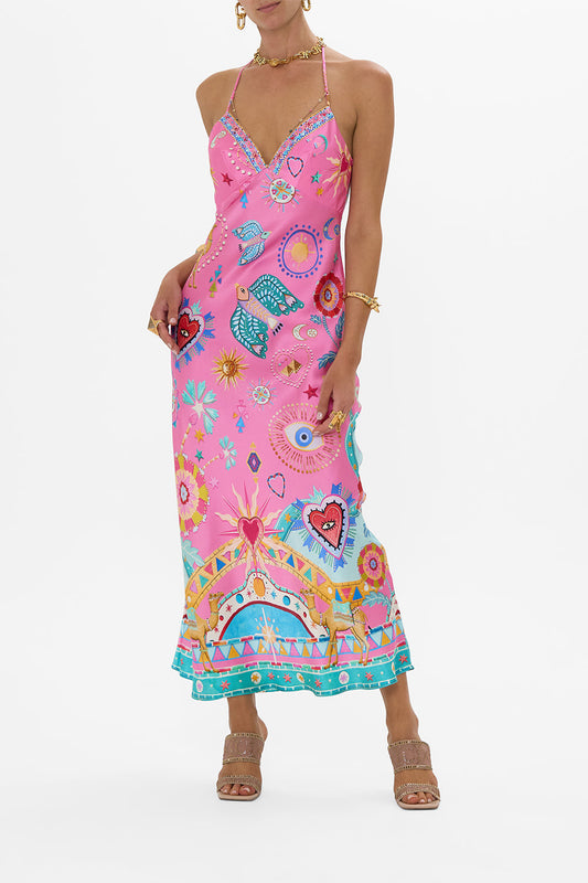 Women Maxi Dress Pink Lightweight Fabric | Sophia-1