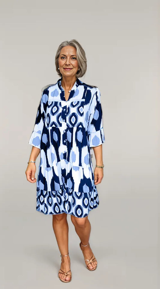 Abstract Print Swing Dress | Vienna