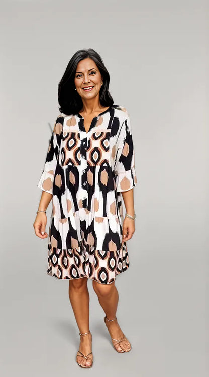 Abstract Print Swing Dress | Vienna