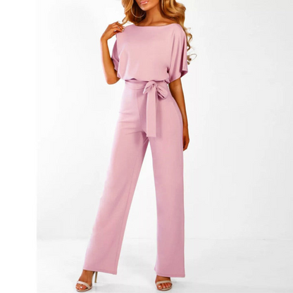 Wide-Leg Belted Jumpsuit with Batwing Sleeves | Marilyn