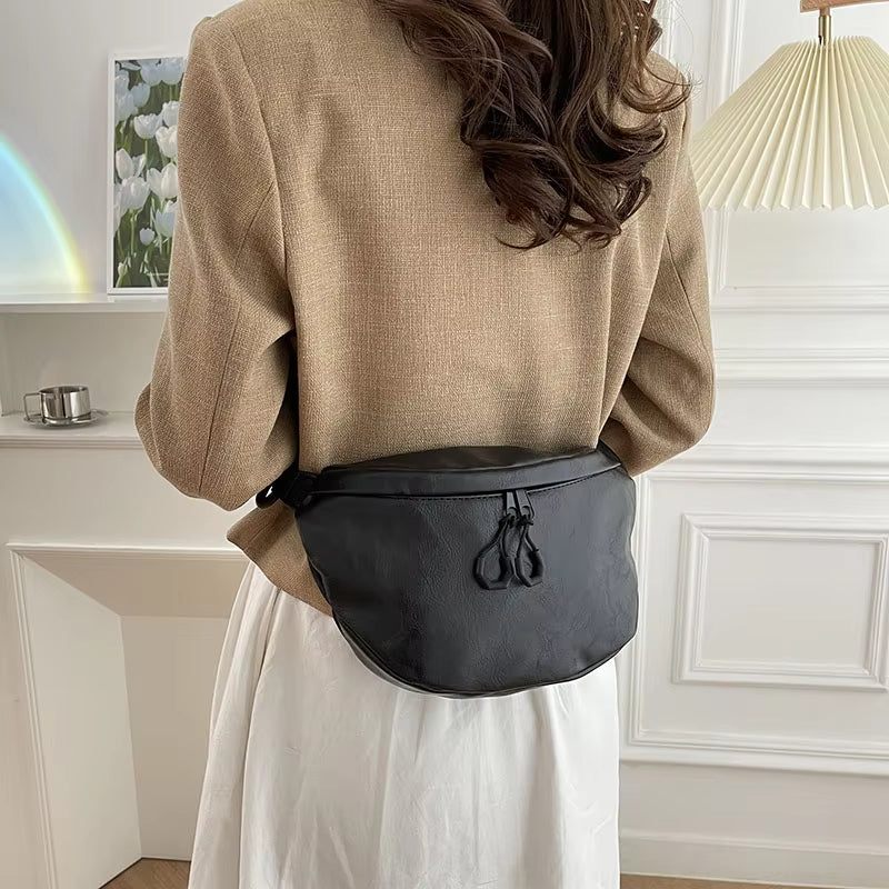 Sleek Leather Crossbody Waist Bag Dimensions