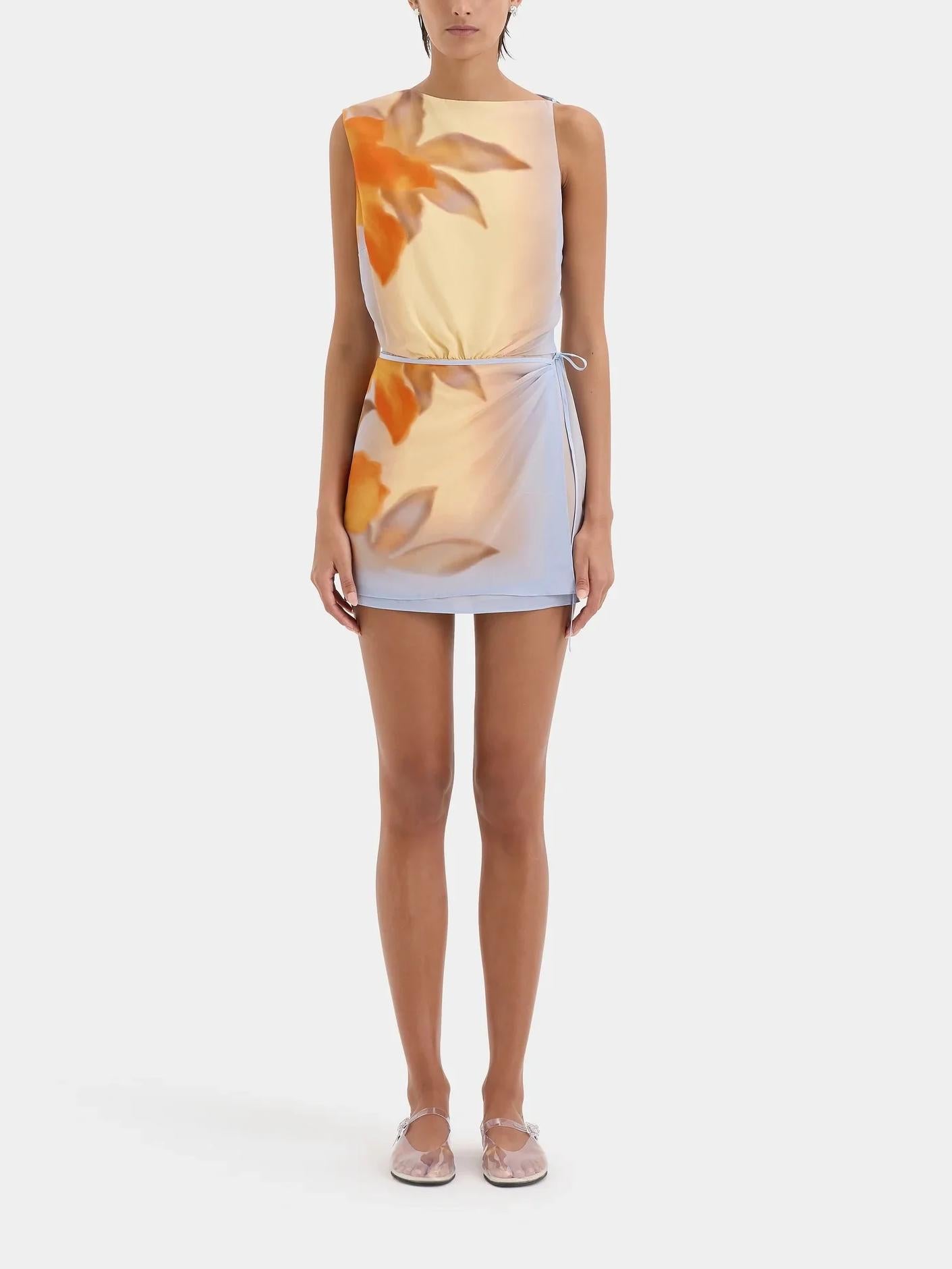 Women Mini Dress Floral Crepe | Serene-1