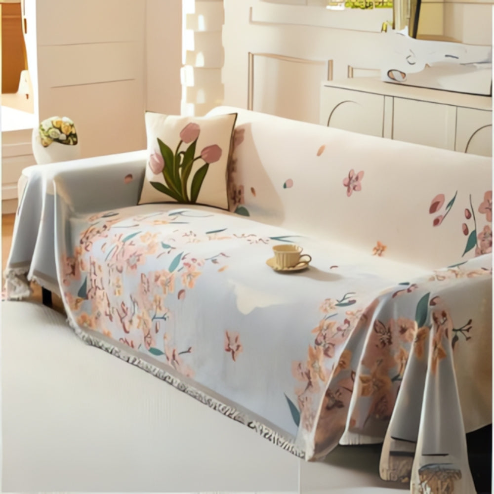 Sofa Cover Floral Reversible Chenille | Amara 4