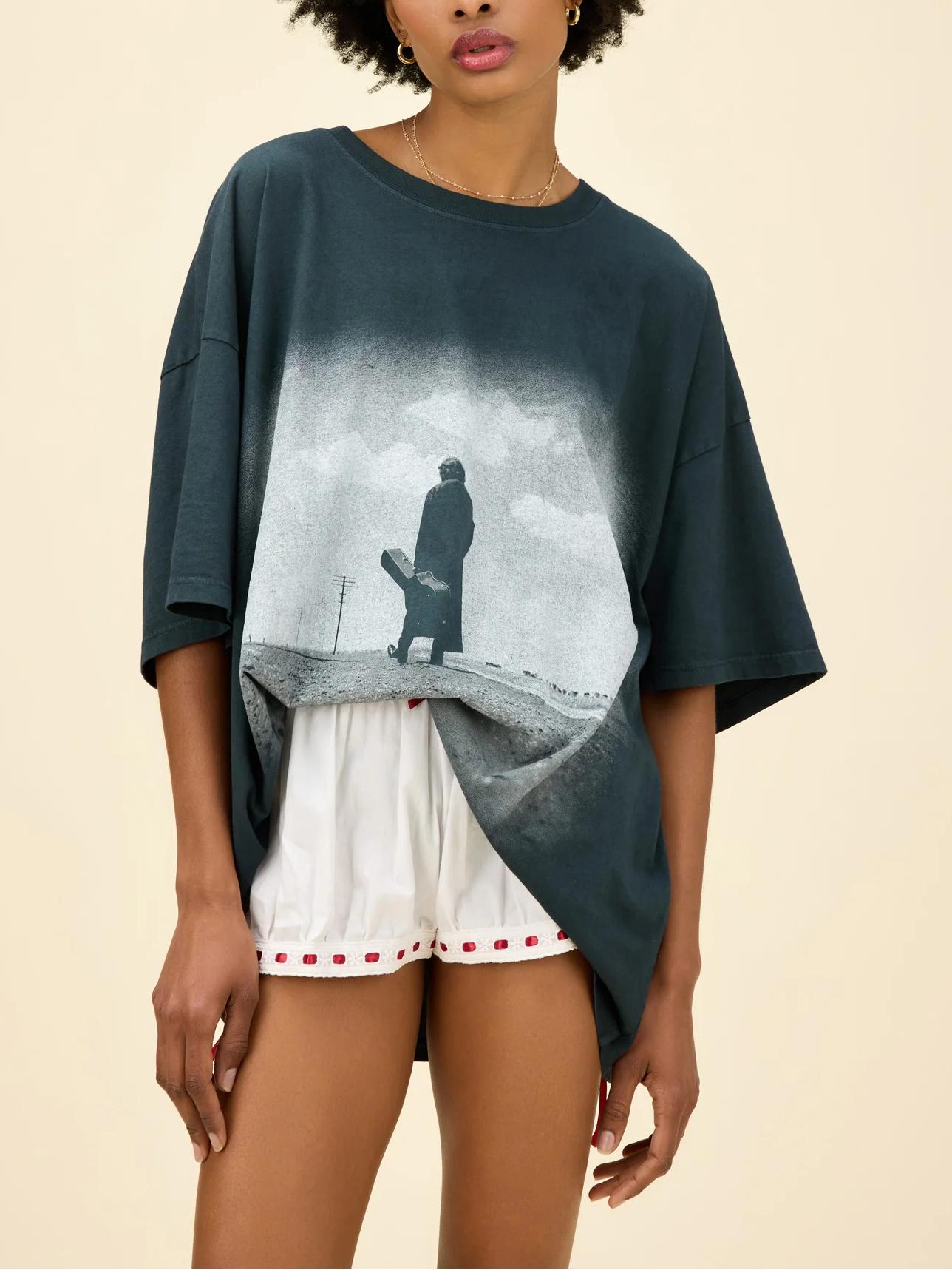 Women Mini Dress Ivory Cotton | Johnny Cash Tribute-2