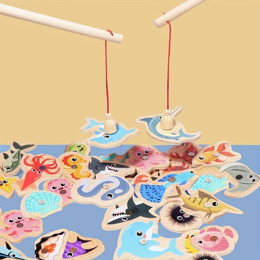 Kids Fishing Toy Magnetic Wooden Set | Ocean Adventure-1
