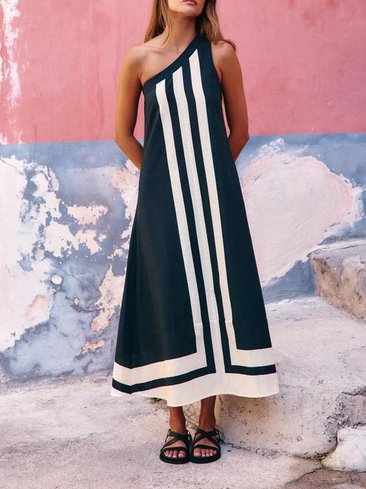 Women Midi Dress Black Cotton-Polyester | Elegant Charm-1