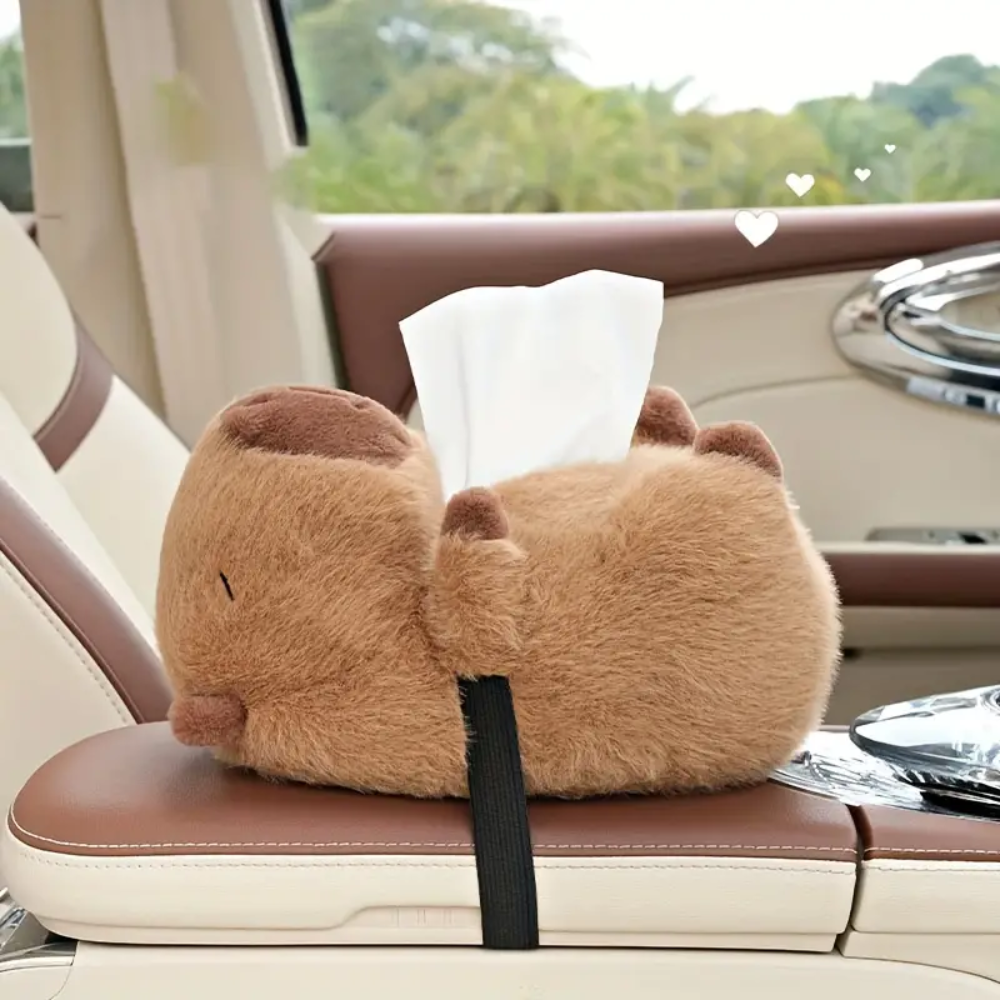 Car Accessory Plush Tissue Holder Capybara | Fun Design for Families 2
