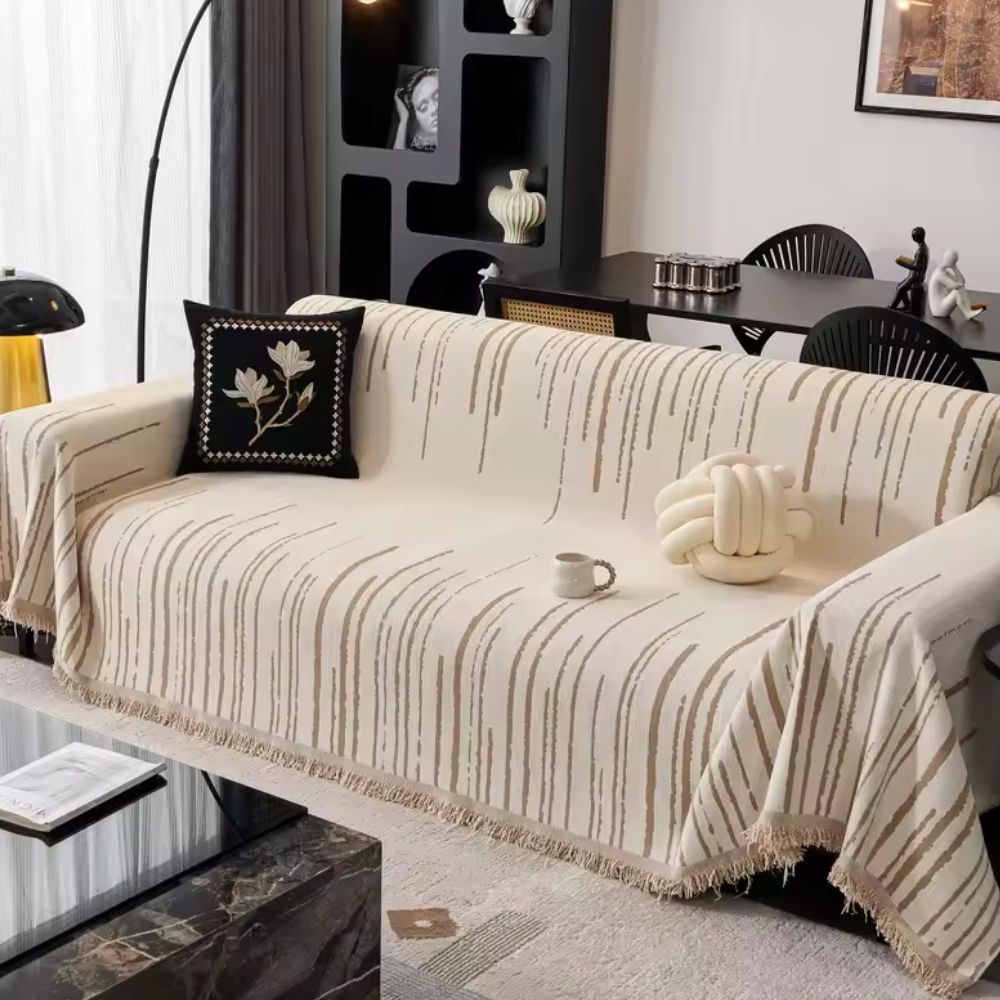 Sofa Cover Beige Chenille | Cascade 3