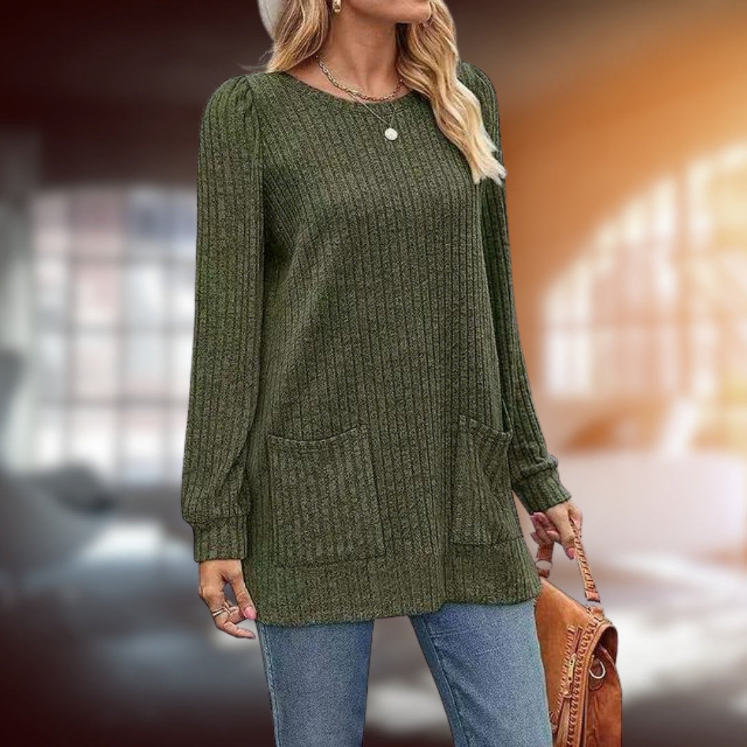 Women Cozy Ribbed Tunic Sweater | Joselin