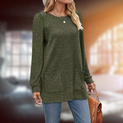 Women Cozy Ribbed Tunic Sweater | Joselin