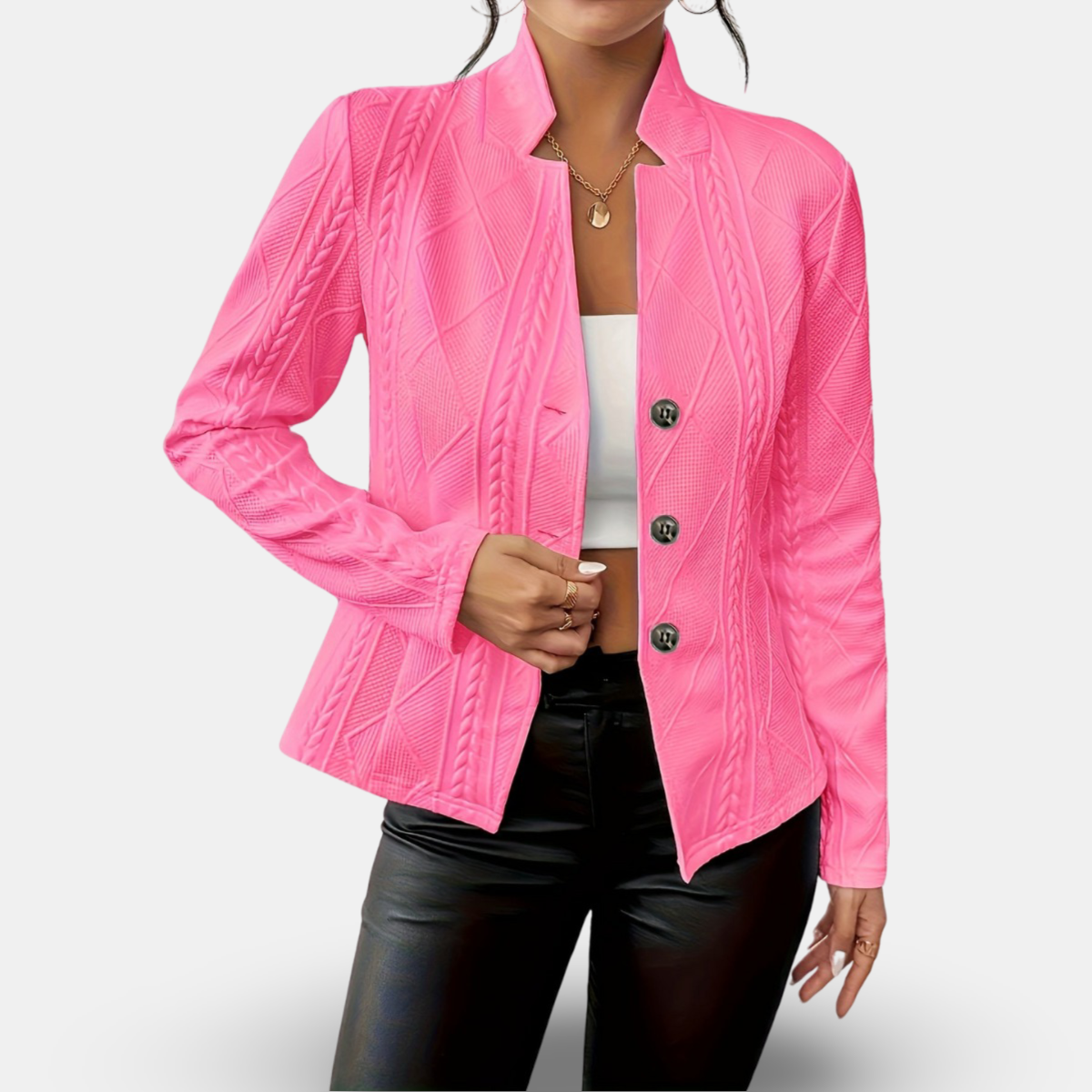 Women Textured Button-Up Tailored Blazer | Charis