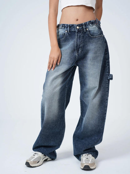 Variant image for Women Balloon Jeans Blue Cotton | Bella-1