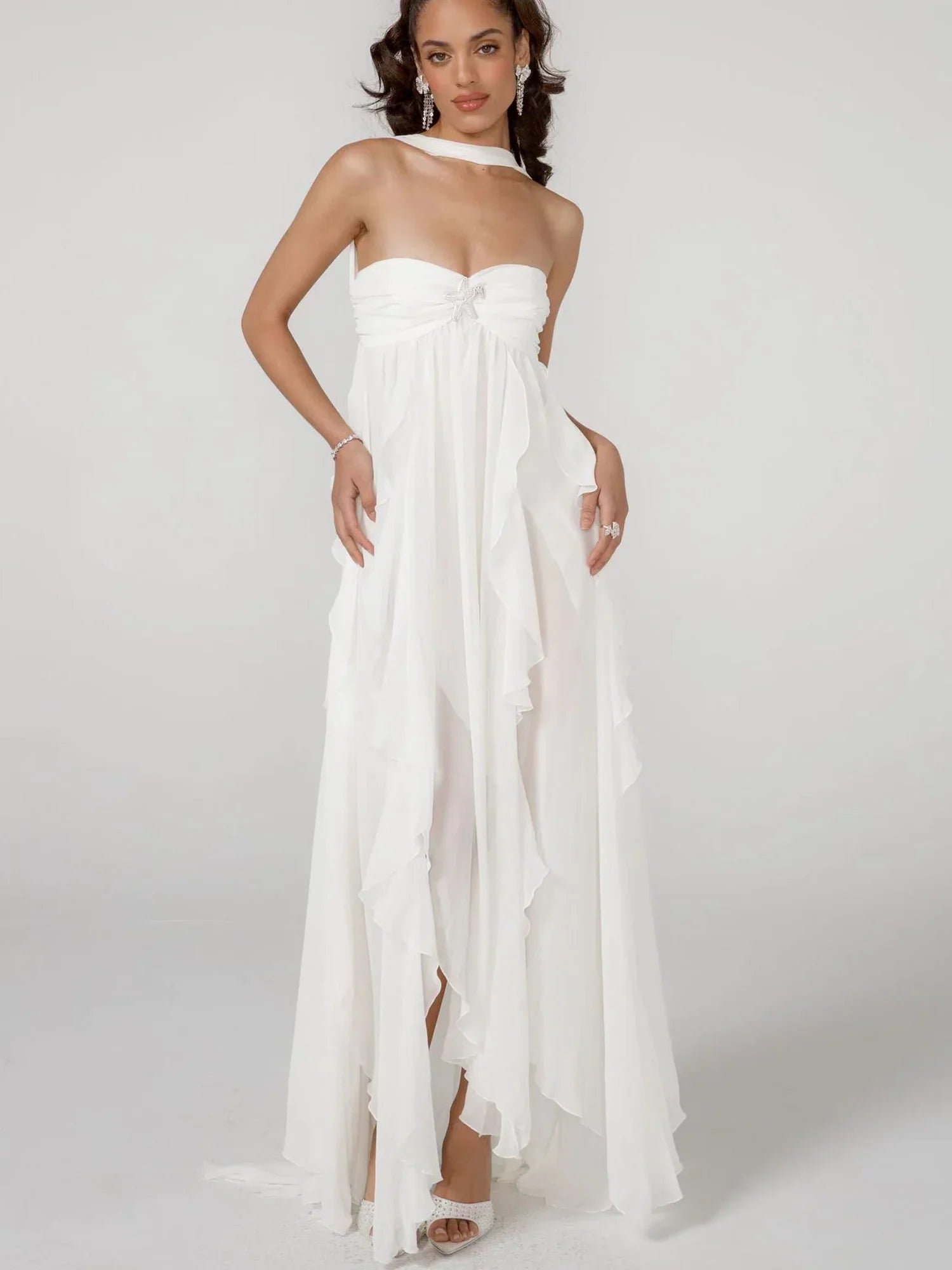 Variant image for Women Asymmetrical Gown Black Polyester | Zeinab-11