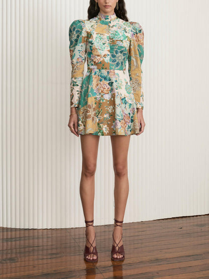 Women Mini Dress Floral Print Cotton | Arwen-2