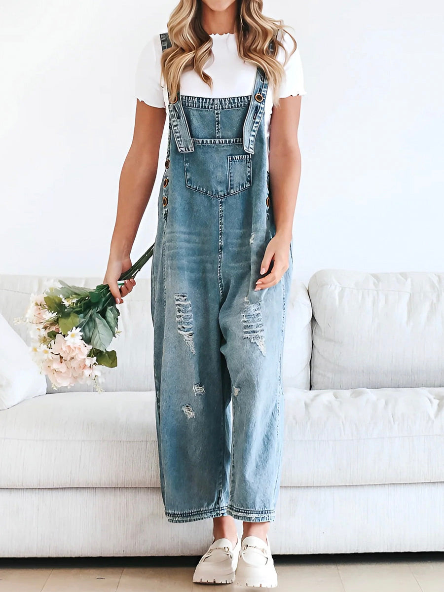 Loose-Fit Used-Look Overalls | Cecilia