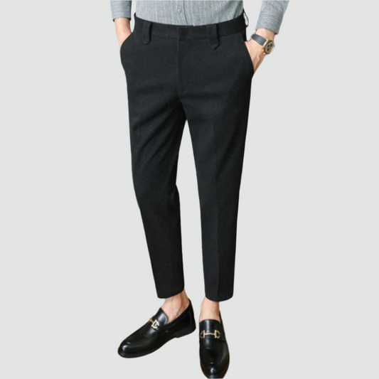 Men's Trousers Black Wool | Mike-1
