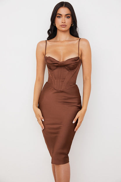 Satin Corset Midi Dress | Cicely