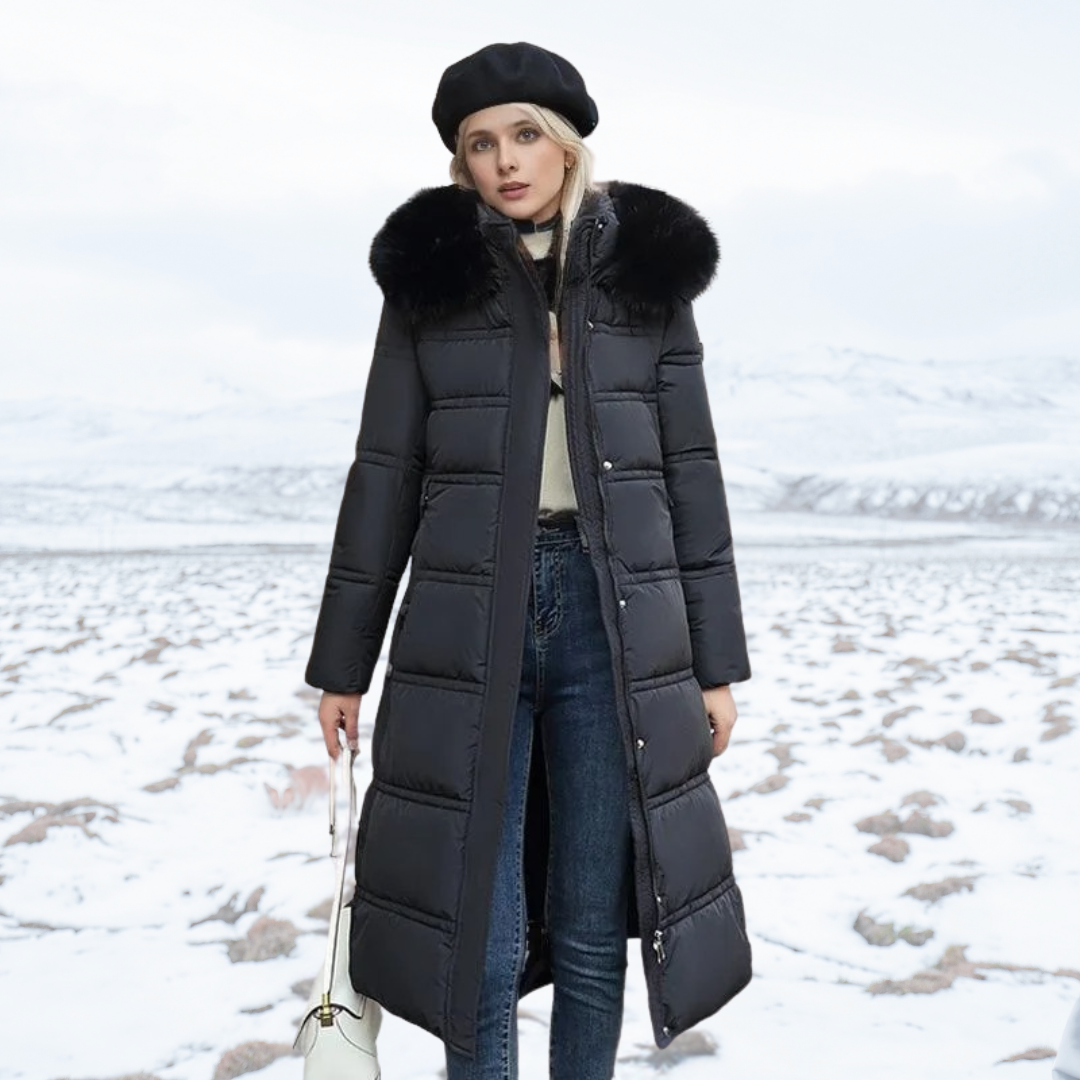 Luxury Fur-Collar Long Puffer Coat | Kamilah