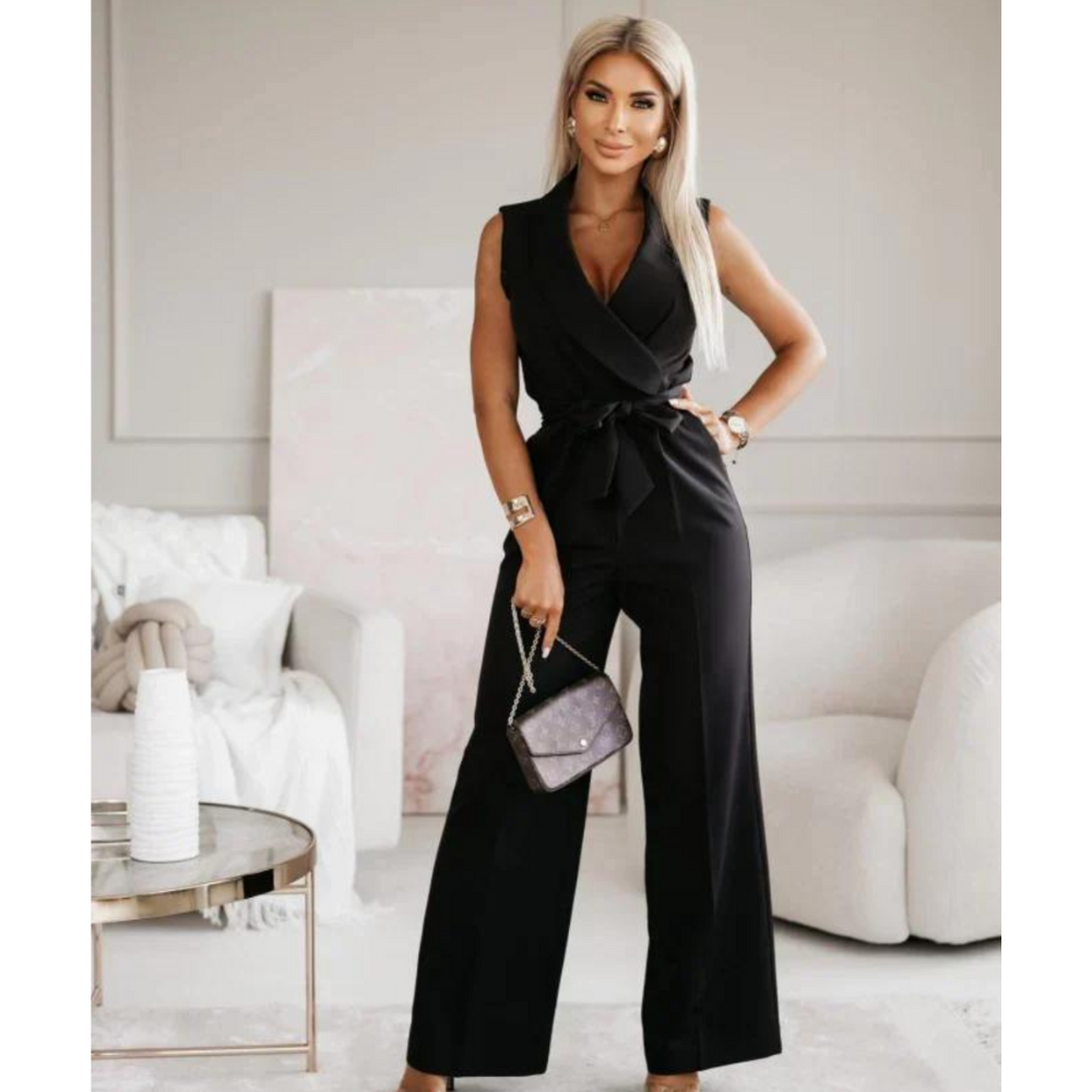 Sleeveless Wrap Jumpsuit with Wide-Leg Pants | Carmela