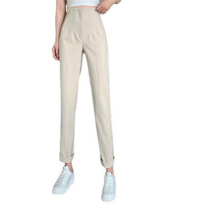 Women High-Waisted Pants Black Polyester | Elegant Style-3